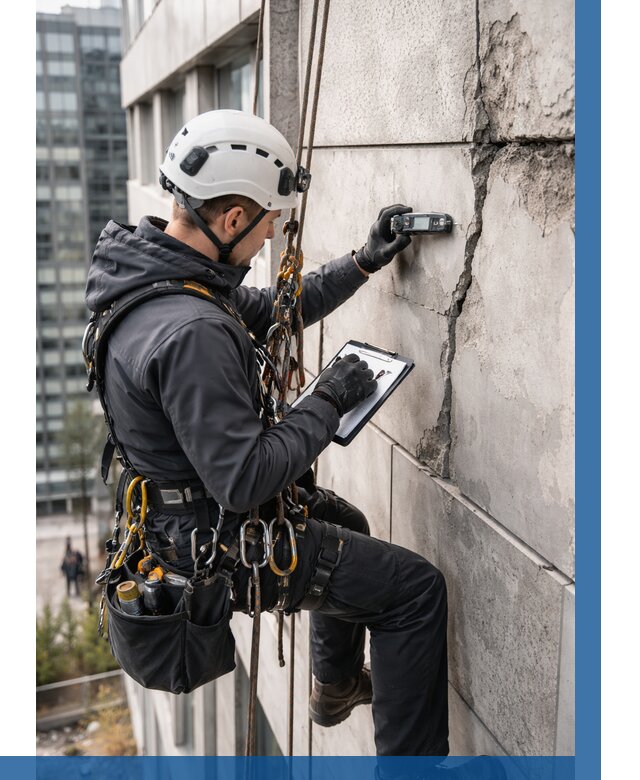 Обследование фасада альпинистами в Елизове от 122 р. | ВЫСОТНИК-Лзв