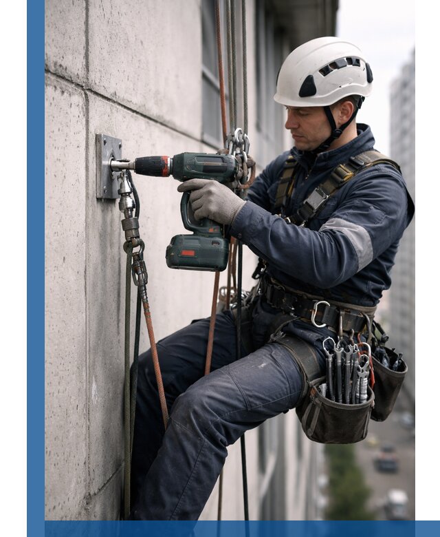 Установка анкерных точек для высотных работ в Елизове